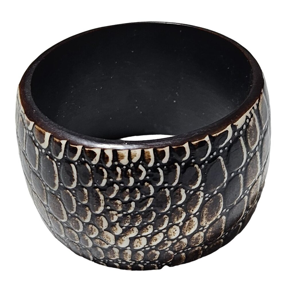 African Inspired Tribal Style Reptile Print Wide Bangle Bracelet Fashion Jewelry